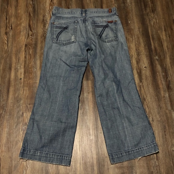 7 For All Mankind Dojo Jeans Women's 28 Cropped Wide Leg Low Rise Denim - Picture 5 of 7